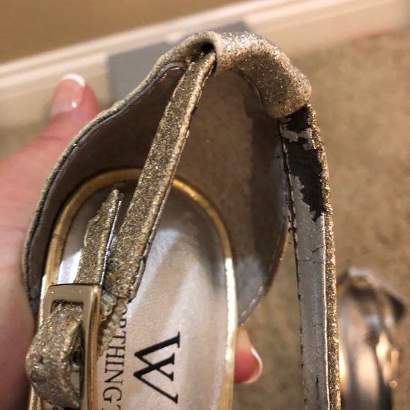 Gold and silver glitter peep toe platform heels - Picture 6 of 8